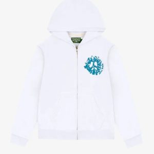 Men’s Denim University Zip Hoodie White