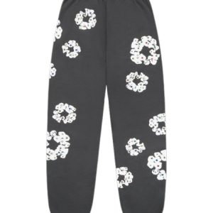 Rhinestone Cotton Wreath Sweatpants Vintage Black